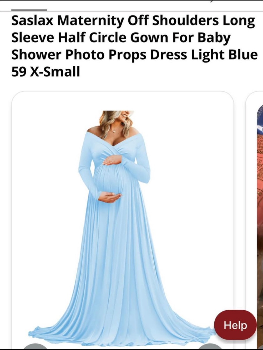 Light Blue Off-Shoulder Maternity Gown